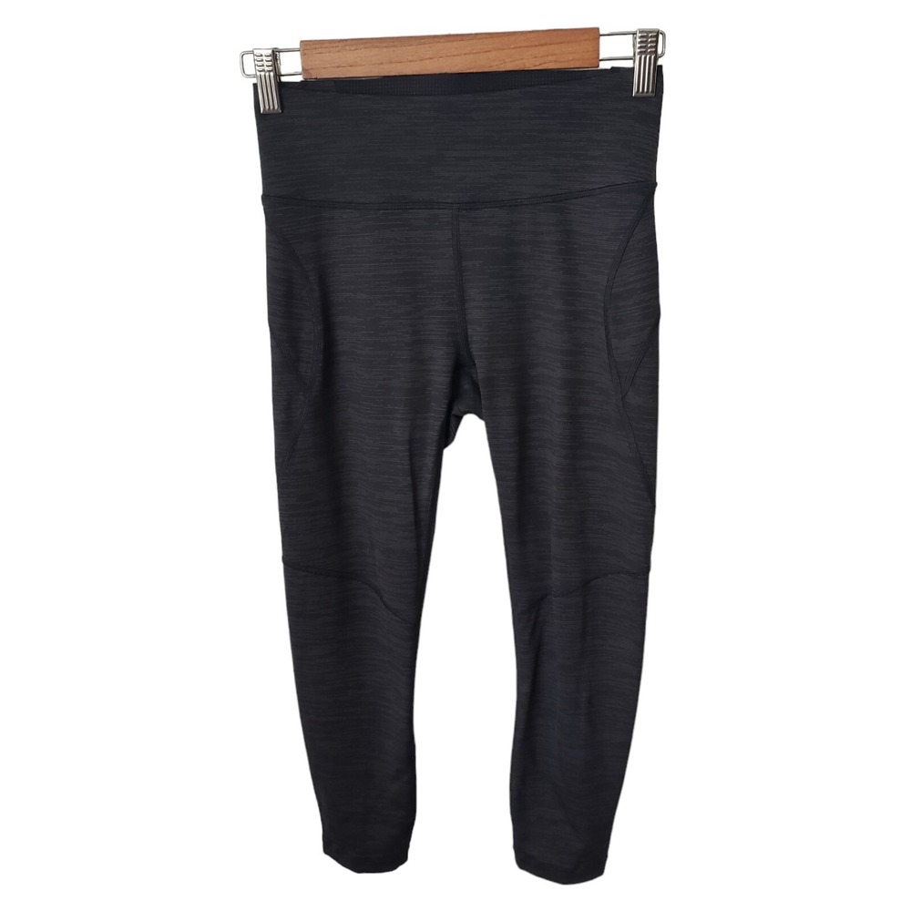 Outdoor Voices Crop Leggings Size Small Capri Black Striped Stretch Gym Workout
